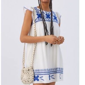 UO Corsica Embroidered Mini Dress